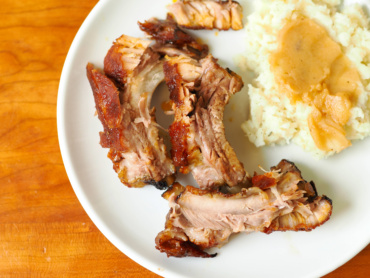 Oven-roasted barbecue ribs on a platter