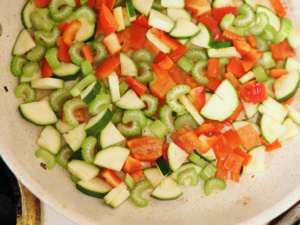 Vegetables cooking in the skillet