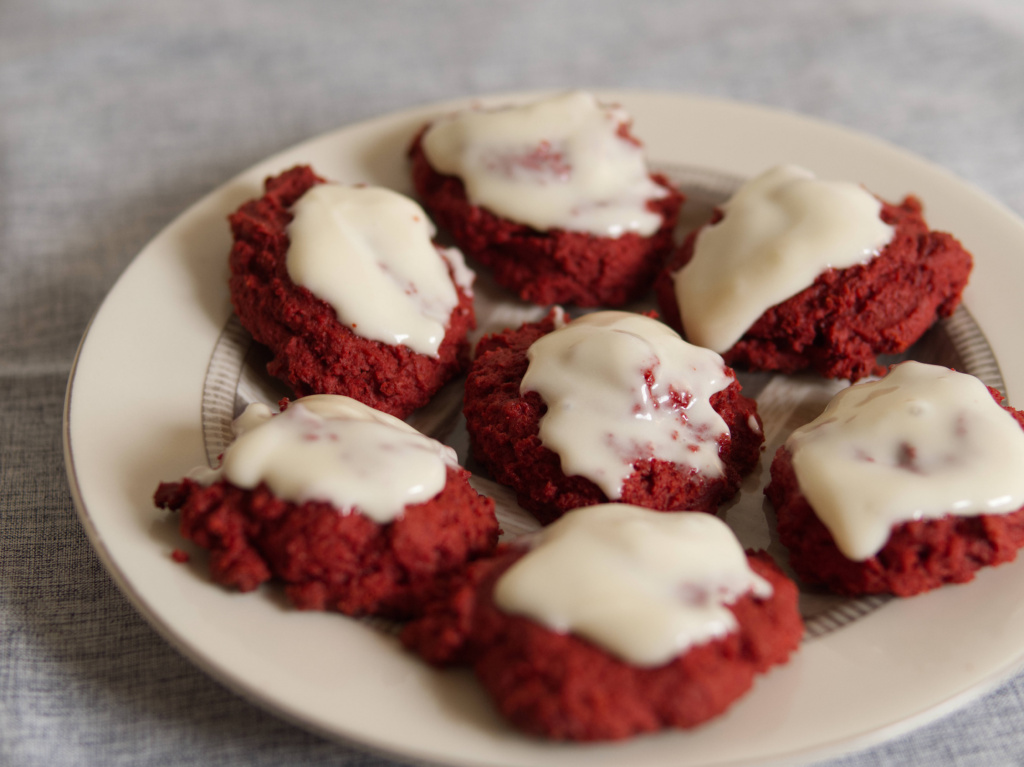 Red Velvet Cookies with cream cheese frosting
